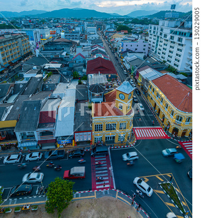 aerial view classic and beautiful architecture at Charter square of Phuket 130229005