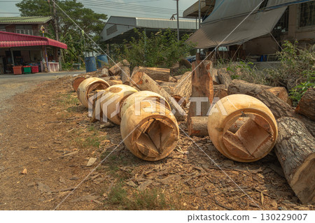 Turning a tree to make a drum Turning a tree to make a drum 130229007