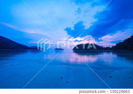 aerial view of stunning sunset above Ko Pachumba Surin Islands aerial view of stunning sunset above Ko Pachumba Surin Islands 130229063