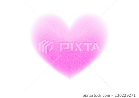 Bright abstract pink heart with smooth colour transitions and trendy Y2K aesthetics. Grainy, noise vector shape blurred with a light, airy aura. Vector illustration isolated on a white background 130229271