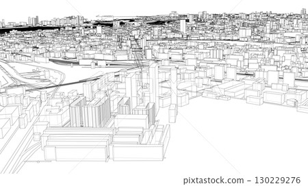 Urban modern landscape. Vector rendering of 3d 130229276