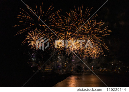 Scenes from the fireworks festival held year-round on Atami beach 130229544