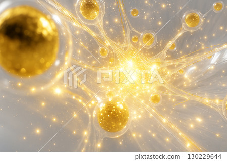 Luxury beauty ingredients background with gold glittering particles and lines 130229644