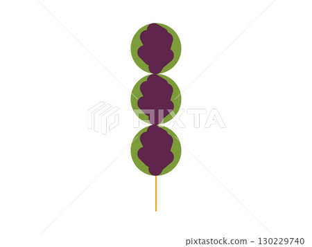 Illustration of an icon of mugwort dumplings topped with red bean paste 130229740