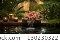 Tropical spa composition with coral and soft candlelight 130230322