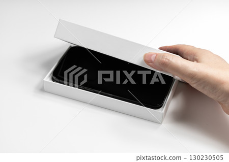 Closeup of female hands holding phone box 130230505