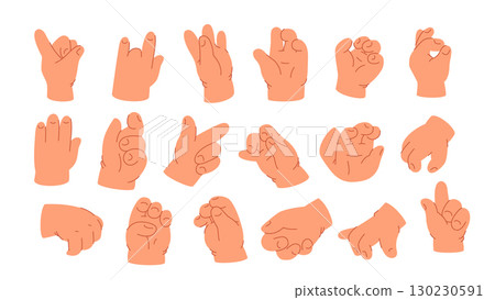 Set of kids hands emoji and symbols. Set of baby s palm. Vector isolated on white background. Set of kids hands emoji and symbols. Set of baby s palm. Vector isolated on white background. 130230591
