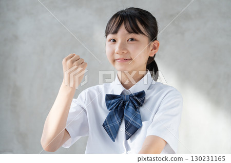 Smiling girls studying guts posing 130231165