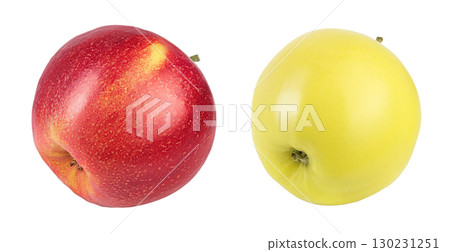 Red and yellow apple isolated on white background with full depth of field 130231251