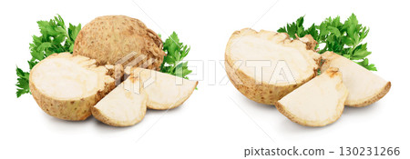 Fresh celery root isolated on white background Fresh celery root isolated on white background 130231266
