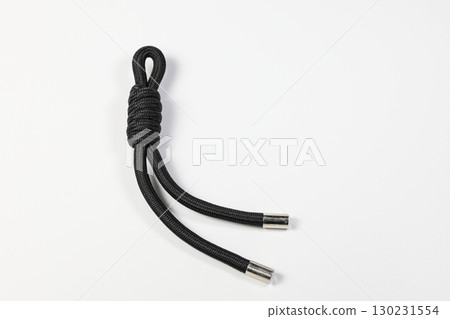 close up of color nylon shoelace isolated on white background. 130231554