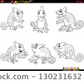 cartoon chameleons animals comic characters set coloring page 130231632