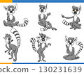 cartoon funny lemurs wild animals comic characters set 130231639