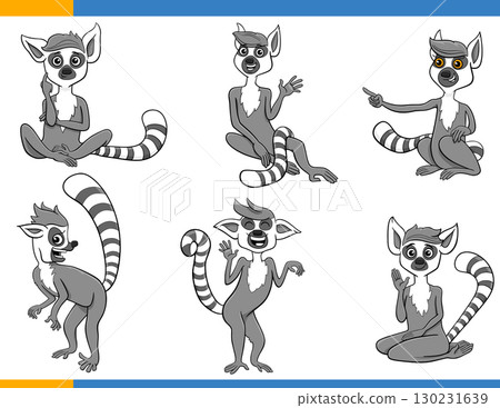 cartoon funny lemurs wild animals comic characters set cartoon funny lemurs wild animals comic characters set 130231639