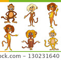 funny cartoon monkeys wild animal characters set 130231640