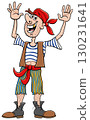 happy cartoon young pirate character 130231641