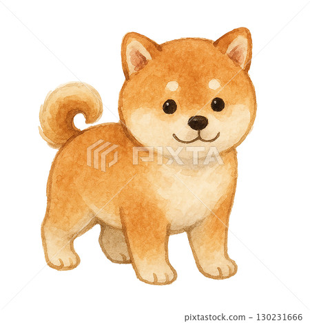 可愛的小狗風格柴犬插圖（透明PNG） 130231666