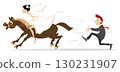 Chasing love. The runaway bride. Bride runs away from the bridegroom on the horse back 130231907