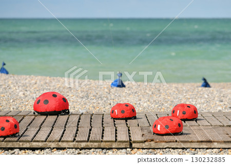 Kite festival. Kite ladybug in the sky in a Dieppe 130232885