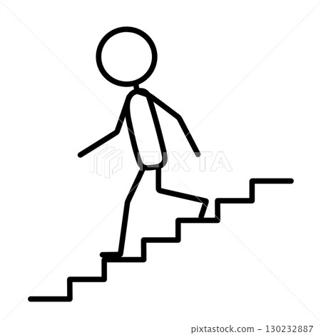 Stick figure going down the stairs Stick figure going down the stairs 130232887