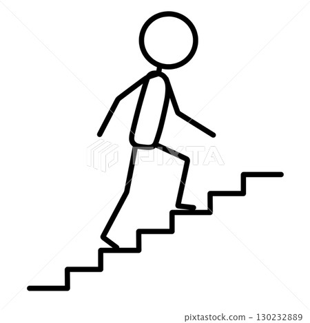 Stick figure climbing stairs Stick figure climbing stairs 130232889