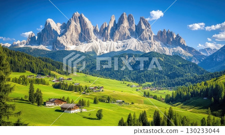 Mountains rise above valleys 130233044