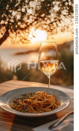 Dining with sunset view in nature Dining with sunset view in nature 130233050