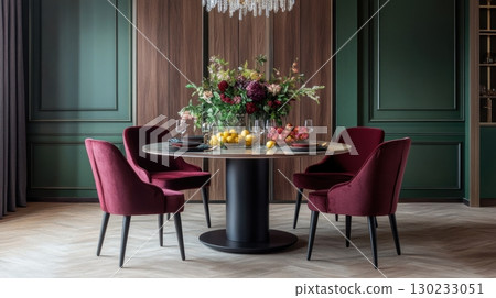 Chic dining with flowers fruit Chic dining with flowers fruit 130233051