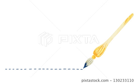 黃色玻璃筆和徒手虛線，水彩風格手繪插圖 130233110