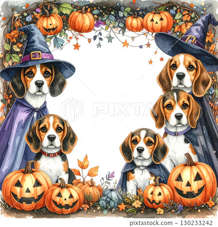 Wizard Beagle Halloween Frame Illustration 1 / Flyer or Poster Material 130233242