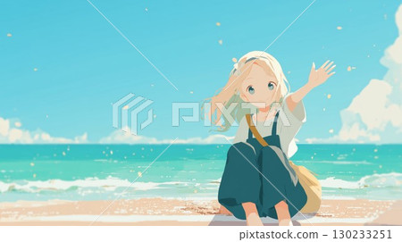 Girl on the beach 130233251