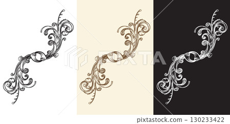 Engraving swirl monogram vector retro design element 130233422