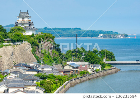 Kitsuki Castle and cityscape at the mouth of the Yasaka River 130233584