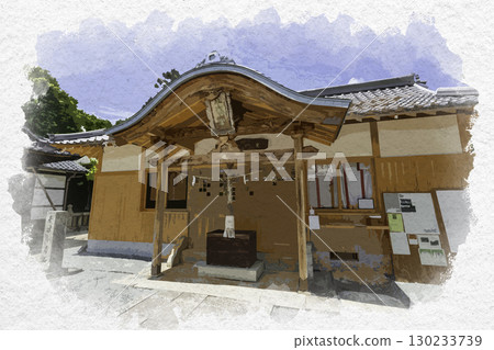 岡山縣玉野市八幡宮祭祀殿水彩畫 130233739