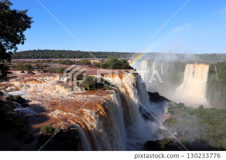 Iguazu Falls, Devil's Throat with a Rainbow, World Heritage Site, Brazilian Side, Brazil, South America 130233776
