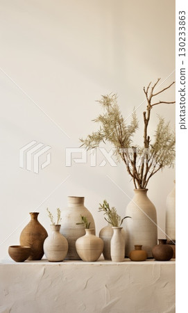 earth tone ceramic vase terracotta, ai earth tone ceramic vase terracotta, ai 130233863