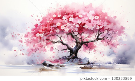 japanese sakura, cherry blossom tree during spring, ai 130233899
