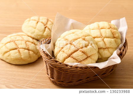 籃子裡的甜瓜麵包 籃子裡的甜瓜麵包 130233988