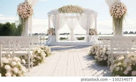 gazebo wedding venue ceremony decoration, ai 130234077