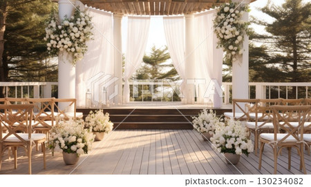 gazebo wedding venue ceremony decoration, ai 130234082
