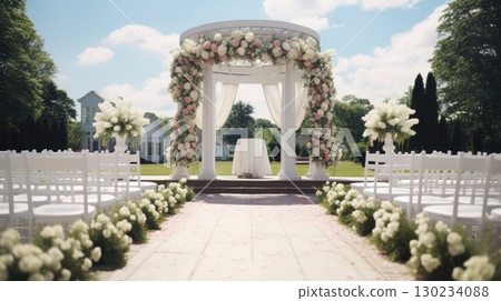 gazebo wedding venue ceremony decoration, ai 130234088