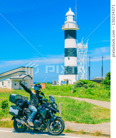 Akita Prefecture, Nyudozaki Lighthouse and motorcycles Akita Prefecture, Nyudozaki Lighthouse and motorcycles 130234371