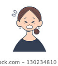 年輕女子憂慮的表情，上半身正面，簡單的插圖 130234810