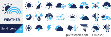 Vector weather silhouette icon set Vector weather silhouette icon set 130235309