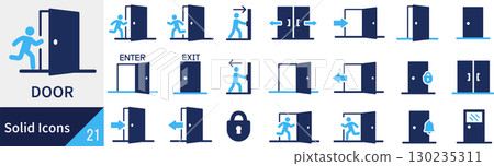 向量門輪廓圖示集 130235311
