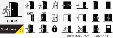 向量門輪廓圖示集 130235312