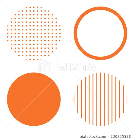 圓形幾何插圖素材，橙色，簡單的圓點圖案和條紋，向量png透明 130235528