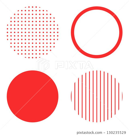 Round geometric shape illustration material - Red - Simple dot pattern and stripes - Vector png transparent 130235529