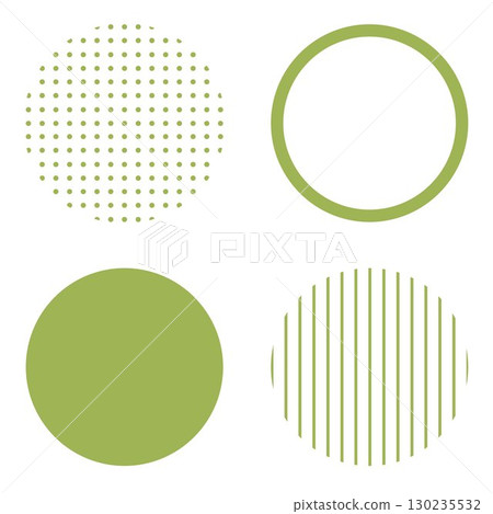 圓形幾何圖形插圖素材，黃綠色，簡單的圓點圖案和條紋，向量png透明 130235532