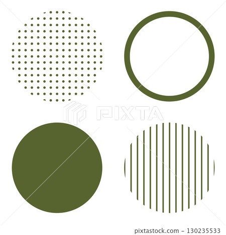 Round geometric shape illustration material, dark green, simple dot pattern and stripes, vector png transparent 130235533